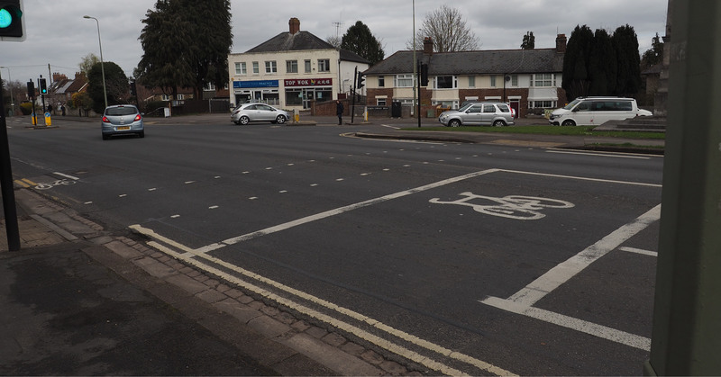 looking north across the junction, with the worst crossing in the foreground