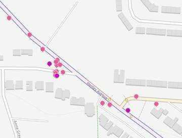 map of collisions at this junction and to the north-west